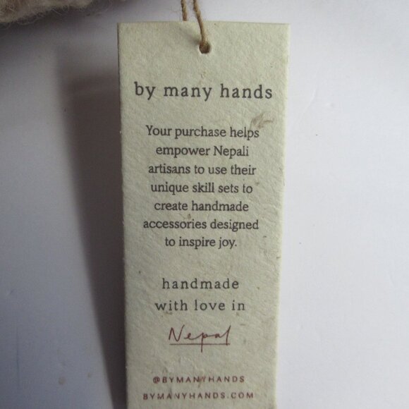 By Many Hands Brecken Beanie Fleece Lined Nepal Wool Hat w/ Pom Pom Tan NWT - Picture 11 of 13